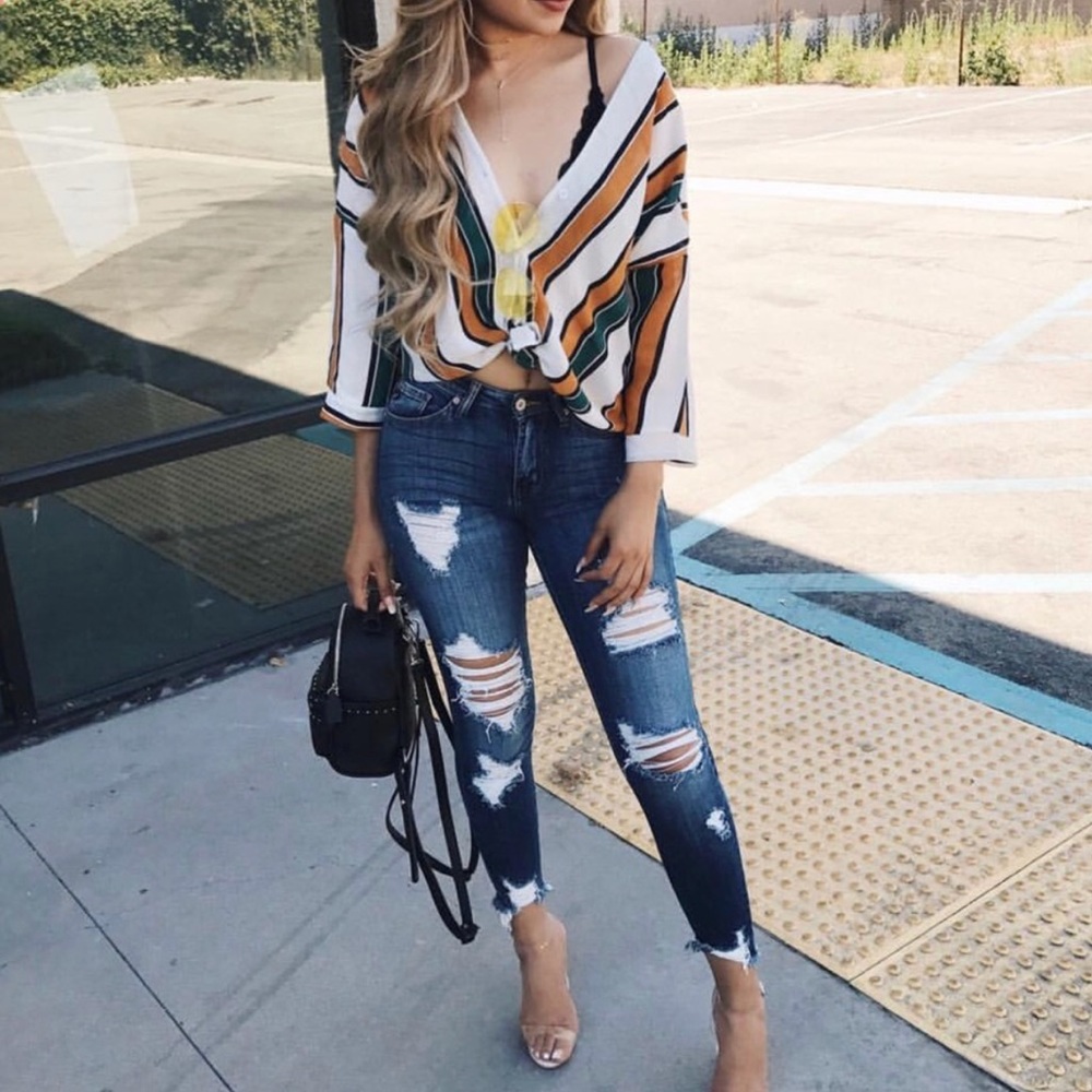 🔃RESTOCKED//vintage stripe off-shoulder top